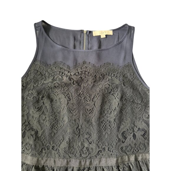 ANN TAYLOR LOFT Navy Black Lace Peplum Tank Top Size 12 - Picture 5 of 8